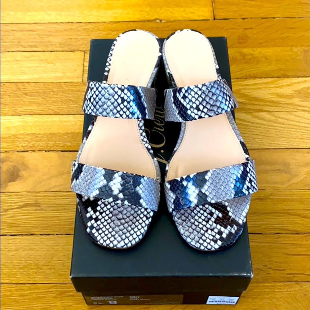 NWT snakeskin double strap mules